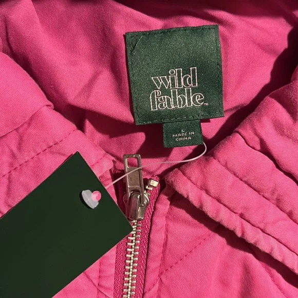 Women’s Woven quilted bomber jacket color vibrant pink NWT - Picture 5 of 11